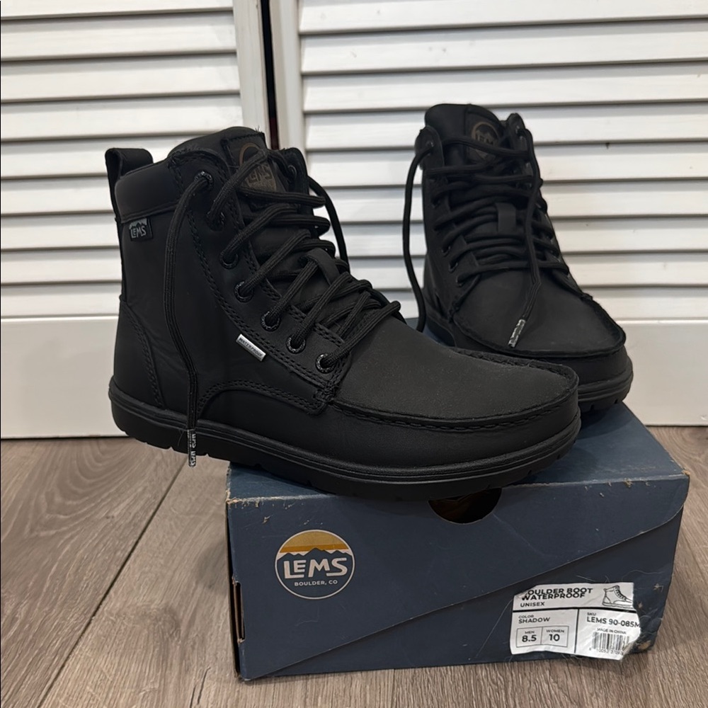 Men’s Lems Black Ankle Boots with Rugged Design